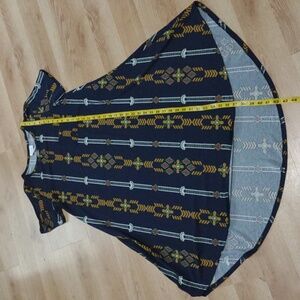 Lularoe Geometric High Low Pocket Tee Shirt Dress Size XS Stretch Oversized